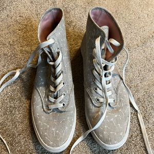 VGUC Vans high tops gray w/ dandelions